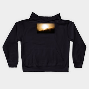 Golden Sunset in Overcast Sky Kids Hoodie